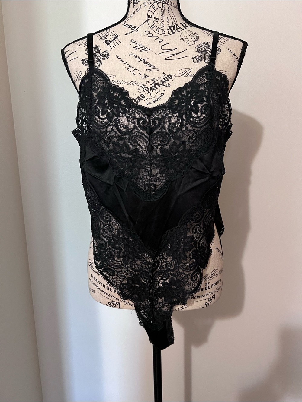 Vintage 70s Bodique for JC Penney Black Lace Teddy Bodysuit Size 38